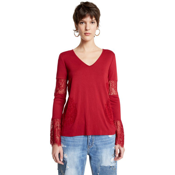 Maglia rossa manica lunga AMELIA freeshipping - EMME Trends