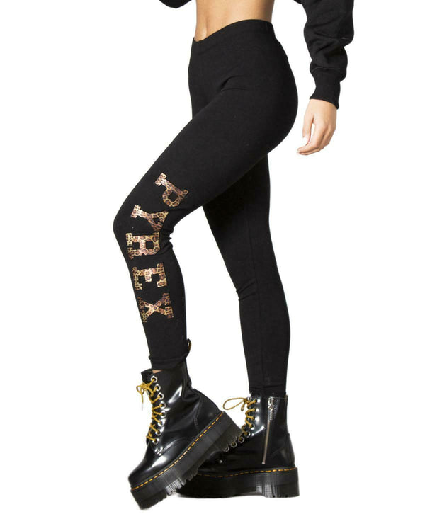 Leggings Nero Logo Animalier 42765 freeshipping - EMME Trends