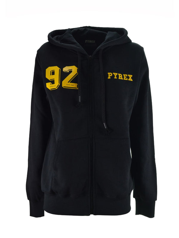 Felpa Cappuccio Zip Nera Maxi Logo