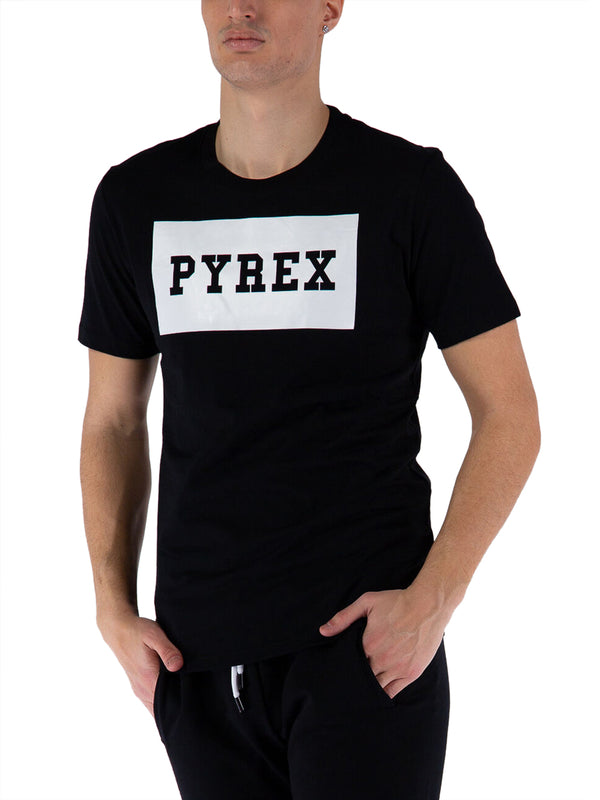 T-shirt nera logo bianco Pyrex