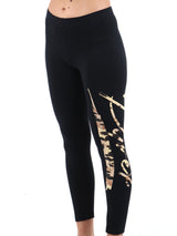 Leggings nero maxi logo animalier