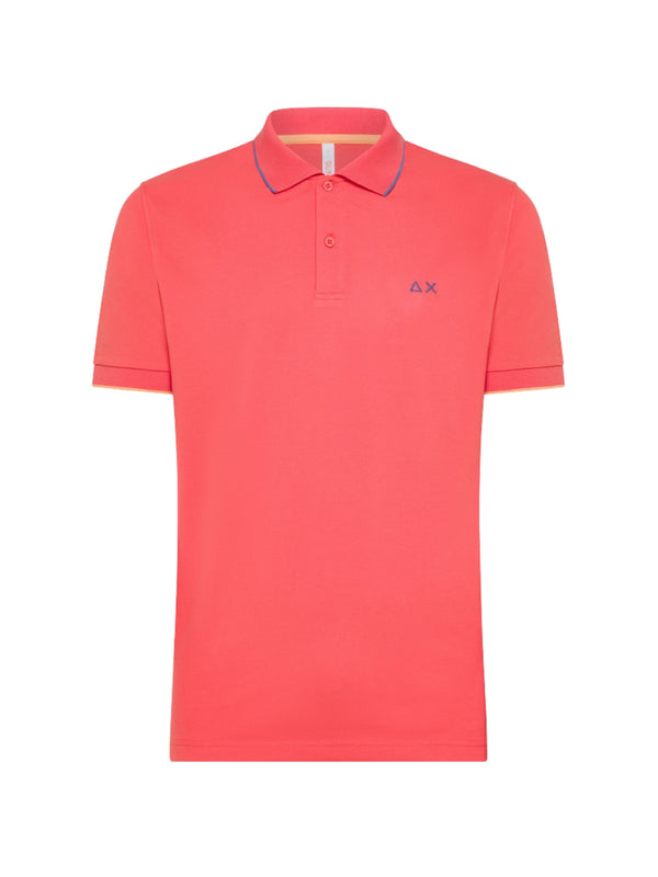 Polo Rosso Lampone Small Stripes On